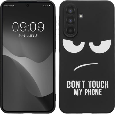 kwmobile telefoonhoesje geschikt voor Samsung Galaxy A56 5G - Hoesje voor smartphone in wit / zwart - Backcover van TPU - Don't Touch My Phone design
