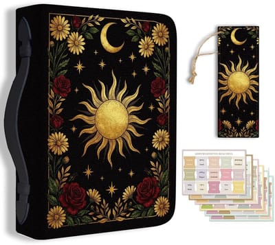 Dailygoods- Bijbelhoes Retro Bloemen - PU Lederen Bijbeltas - Draagtas voor Notitieboeken - Met Bladwijzer - 20,3 x 28,5 x 5,9 cm - Mystieke Vintage Ontwerp