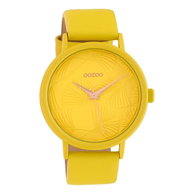 OOZOO Timepieces - Gele horloge met gele leren band - C10395