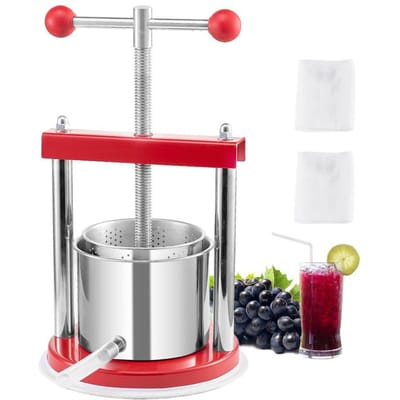 Fruitwijnpers Handmatige Pers voor Wijnmaken 0,44 Gal/1,65L Roestvrij Staal