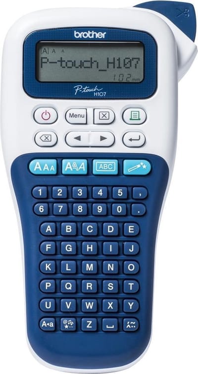 Etikettendrucker Brother P-touch TZe PT-H107B tragbar abc 12mm weiß