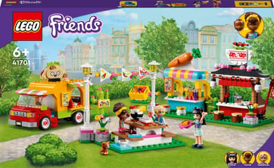 LEGO® Friends Streetfoodmarkt 41701; nieuwe bouwset met streetfoodthema stimuleert fantasierijk speelplezier; inclusief Emma en een kitten; verjaardagscadeau voor kinderen van 6 jaar en ouder (592 onderdelen)