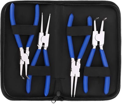 Dailygoods - Borgringtangenset - 7-inch borgringtang voor zwaar gebruik - Geel - Interne en externe klemmen - Perfect voor installatie en verwijdering...