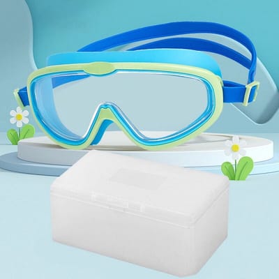 Kinderzwembril met groot montuur, anti-condens, UV-bescherming, zwembril voor kinderen van 3-14 jaar, helder zicht, snel verstelbare siliconenafdichting, unisex voor jongens en meisjes, Stijl 1