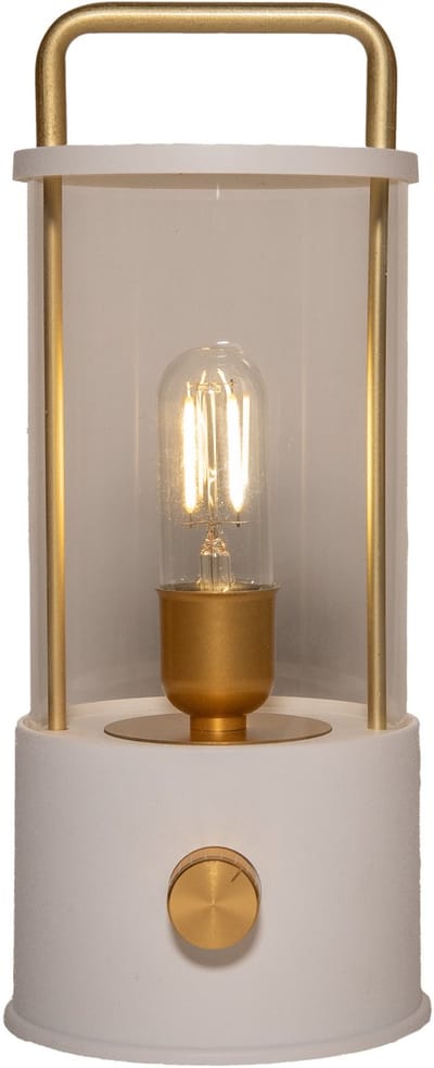 Anna Collection Camping tafellamp/lantaarn Elin - wit - 25 cm - dimbaar - draadloos/oplaadbaar USB - buiten