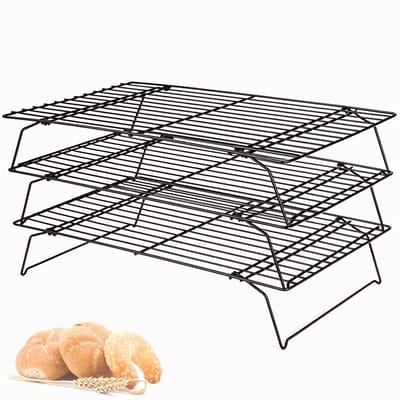 Dailygoods- Draadkoelrek 3-laags - Opvouwbaar - Antiaanbaklaag - Stapelbaar - Keukenaccessoires - Voor bakken en afkoelen - Koelrek