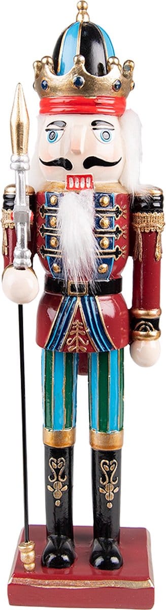 Clayre & Eef Beeld Notenkraker 30 cm Rood Blauw Polyresin Kerstdecoratie