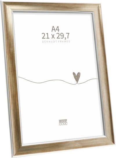 Deknudt Frames fotolijst S244D3 - brons met zilverbiesje - foto A4(21x29,7 cm)