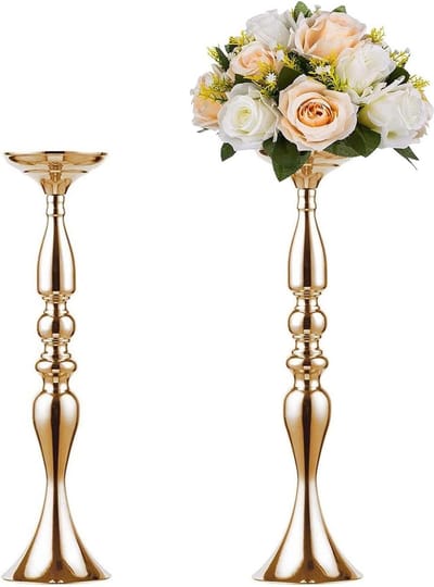 50 cm hoge metalen kandelaar - bruiloft middelpunt - evenement decoratie - goud - set van 2