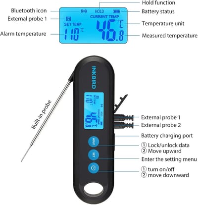 Inkbird BBQ Thermometer IHT-2PB – 2in1 Vleesthermometer – Snel & Nauwkeurig – Waterdicht