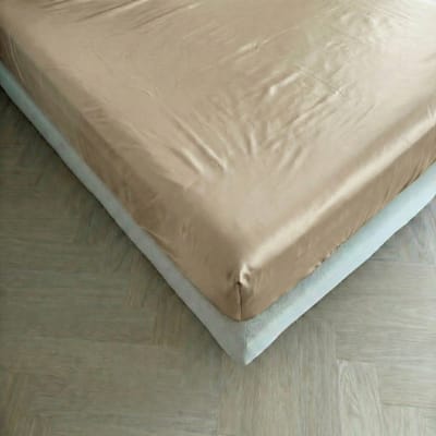 Kayori Saya Hoeslaken Katoensatijn - 90x210-220cm - Matrasdikte 35cm - Luxe & Zacht - Biologisch Katoen - Zand - 90x210-220 - Eenpersoons - Biologisch Katoen - Zand