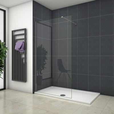 Inloopdouche-douchewand-walk in 8mm NANO EasyClean veiligheidsglas，80x200cm+N-vorm: 90 Stabilisatiestang,glanzend chroom profiel