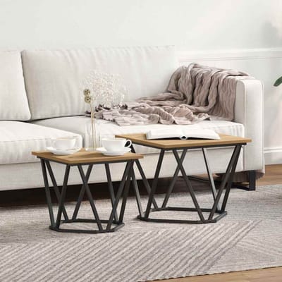 vidaXL - Bijzettafelset - 2 - st - Artisan - Eiken - 50 - x - 50 - x - 40 - cm