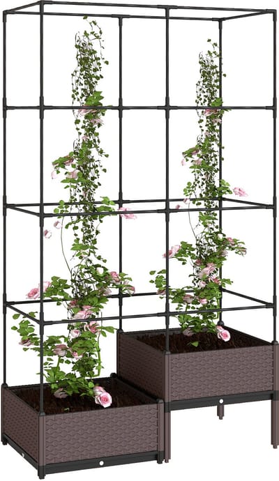 Outsunny Tuinbed-Staal, kunststof-100L x 50B x 174H cm-Zwart