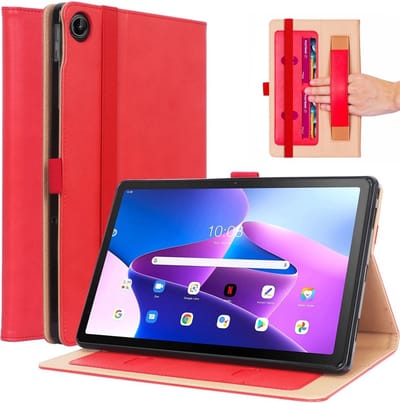 Lunso - Geschikt voor Lenovo Tab M10 Plus Gen 3 (3e generatie) - Luxe Bookcase hoes - Rood
