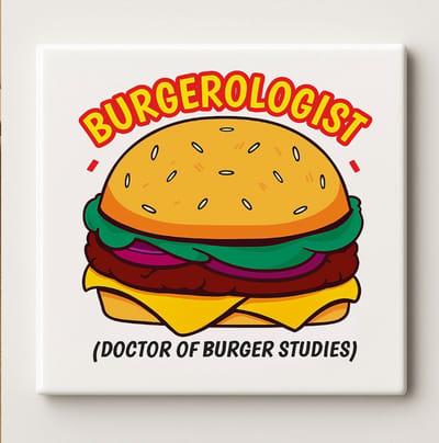 Burgeroloog Grappige Burger Tekst Decoratieve Tegel – Keuken Wanddecoratie voor Food Lovers – 15 x 15 cm