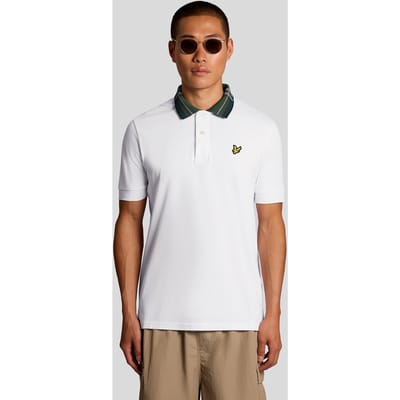 Polo Shirt Korte Mouw Lyle &amp; Scott Poloshirt Tartan Collar White