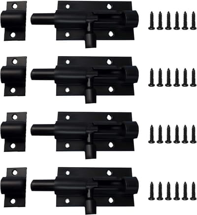 Dailygoods- Deurgrendel 2 inch - Aluminiumlegering - Schuifgrendel - Zwart - 4 Stuks - Corrosiebestendig - Sluitsysteem