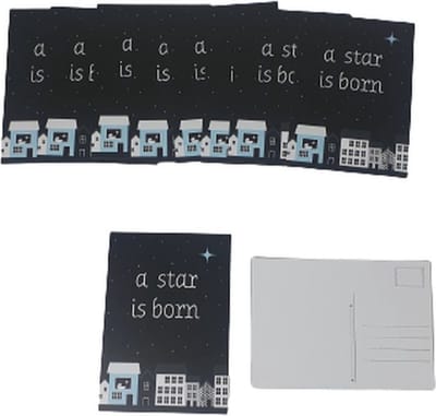 Postkaart met ''A star is born'' - Blauw / Zwart / Wit - Karton / Papier - 10 x 15 cm - Set van 10 - Ansichtkaart - Kaart - post