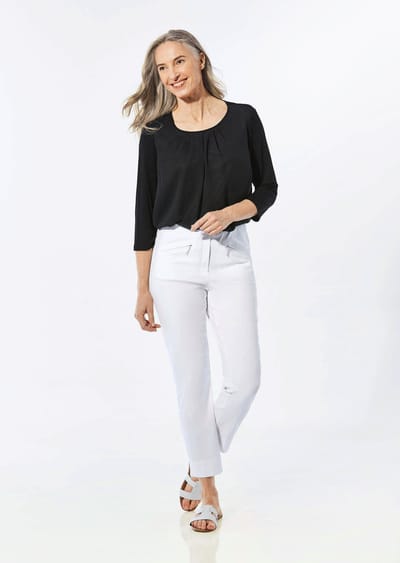 7/8-broek LOUISA van bengaline - wit - Gr. 52 van Goldner Fashion