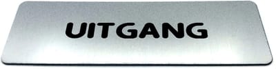Deurbordje RVS-Look met tekst uitgang - Ronde letter - Formaat 150 mm x 50 mm x 1,6 mm - Zelfklevend | Geborstelde RVS-look toplaag | Gratis Verzending | Decoporta