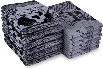 Set van 12 Katoenen Theedoeken en Keukendoeken - Absorberend en Duurzaam - Inclusief 6x 50x70cm en 6x 50x50cm - OEKO-TEX Gecertificeerd - Koeienprint Zwart