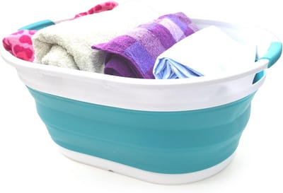 Wasbak Opvouwbaar - Draagbare Mand - Huishoudelijk Gebruik - Ruimtebesparend Ontwerp - 39 Liter - Helderblauw