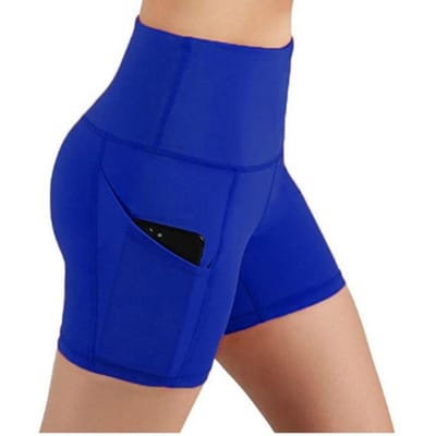 Modieuze yogabroek Slanke heupsport Fitness hardlooplegging Damesshorts S blauw