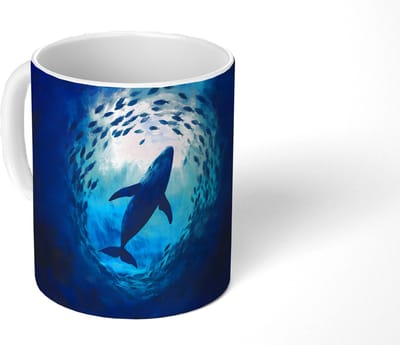 Mok - Koffiemok - Walvis - Vissen - Donkerblauw - Mokken - 350 ML - Beker - Koffiemokken - Theemok