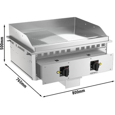GGM Gastro Elektro Einbau Bratplatte - 9 kW - Glatt & Gerillt - Brattfläche: 744x484mm