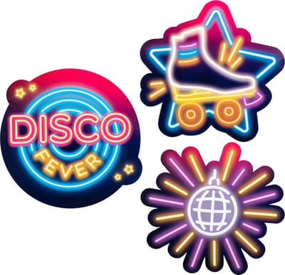 Boland - Set 3 kartonnen decoraties 'Disco fever' - Glitter & Glamour - 80s - Feestversiering