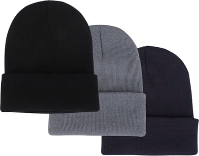 ASTRADAVI Beanie Hats - Muts - Warme Unisex Skimutsen Hoofddeksels - 3 Stuks Winter Mutsen - Zwart, Lichtgrijs, Donker Grijs