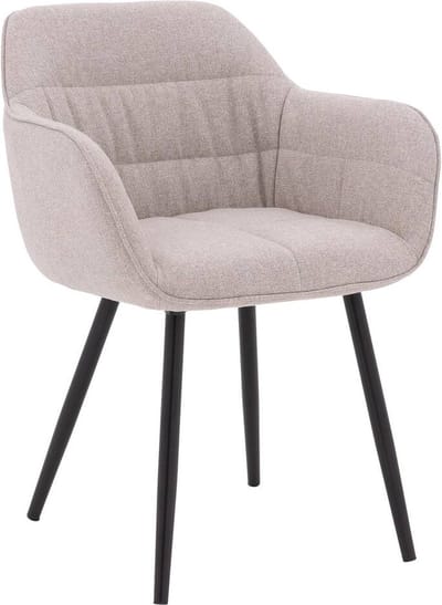 Goossens Eetkamerstoel Lize - Met Armleuning - Stof - Beige