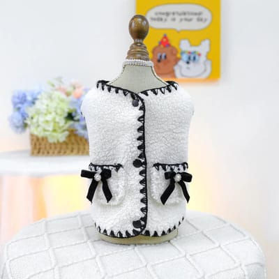 Huisdier Witte Lamsvacht Jas Puppy Kat Strik Vest Herfst en Winter Nieuw Lamsvacht Vest Puppy Kleding Designer Hondenkleding XL