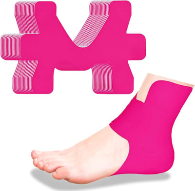 16 stuks voorgesneden kinesiologietape voor enkels, katoenen ademende elastische sporttape, pijnverlichting, minimaliseert enkelverstuikingen, biedt ondersteuning en stabiliteit voor ligamenten en spieren tijdens marathons (roze)
