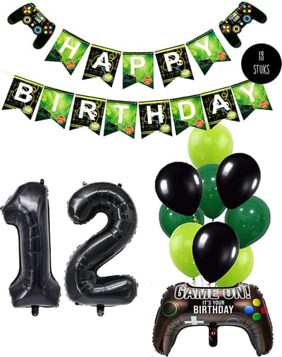 Cijfer Ballon 12 Game Videospel Verjaardag Thema - De Versiering voor de Gamers Birthday Party van Snoes