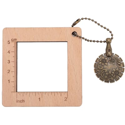Règle à Tricoter en Bois avec Coupe-Fil Carré Jauge de Densité de Couture Outil de Tissage Pull Écharpe pour beige