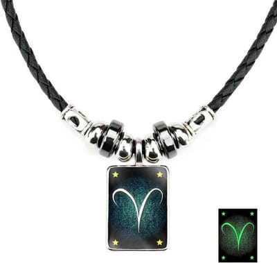 Ram / Aries Sterrenbeeld Ketting met Hanger - Glow in the Dark - Kettingen Heren Dames - Astrologie - Papa Cadeau Voor Mannen - Vaderdag