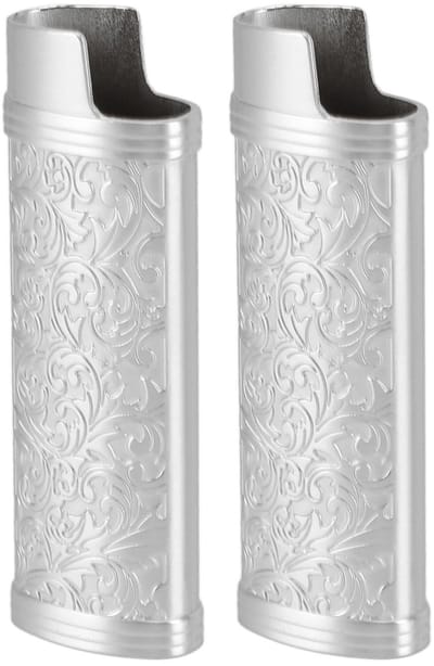 Allecto - Vintage Botanic Design - Zinklegering - Beschermende Aansteker Case - Zilver - Perfecte Cadeaukeuze - Voor J6
