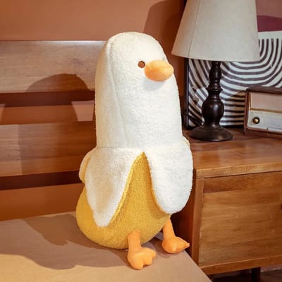 Klikkopers® - Eend Knuffel Groot - Eend 50 cm - Wit - Banaan Eend Knuffel - Xxl Knuffel - Kawaii Kussen - Kawaii Knuffel - Body Pillow - Lichaamskussen - Zwangerschapskussen