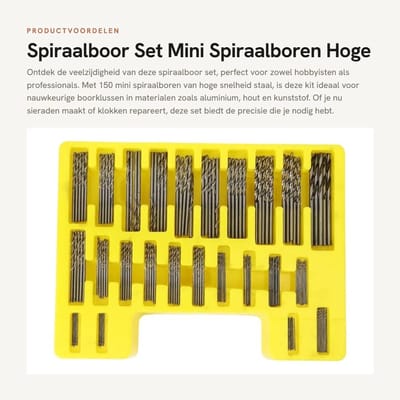 Dailygoods- Spiraalboor 150 Stuks - HSS Boorset - Gatopener Set - Voor Aluminium/Hout/Kunststof - Opbergdoos - Duurzaam en Precisie