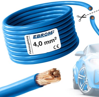 Flexibele 4mm² Voertuigkabel Blauw - Installatiekabel voor Auto, Caravan en Motor