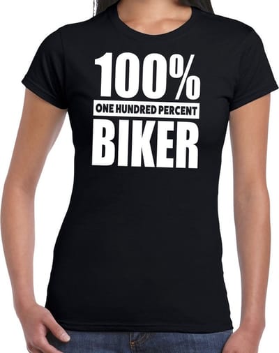 100% percent biker/ motorrijder t-shirt zwart voor dames - honderd procent biker shirt XS