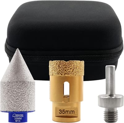 Diamant Schroefboor Set M14 - 35mm en 2-35mm Afschuinfrees voor Tegel, Graniet en Marmer