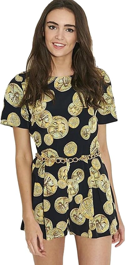 John Zack zwarte jumpsuit met medaillonprint