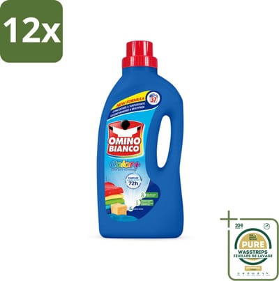 Omino Bianco - Color+ - Wasmiddel - Tot 72h Parfum - Gekleurde Was - 37 Wasbeurten - Voordeelverpakking - 12 stuks - Kleurbehoud - Wasparfum