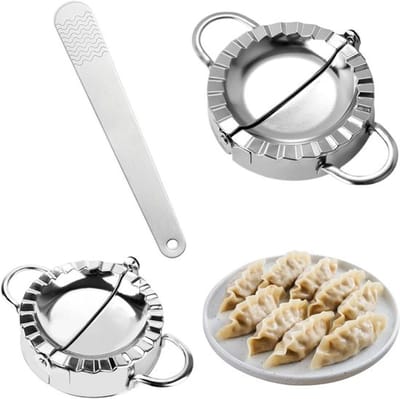 MK Stoer - Knoedelvormer - Pastaknoedelgereedschap - Roestvrijstaal - Empanadas Maker - Tortellinivormer - Geschikt voor 3 Stuks Knoedelvormer, Knoedelmaker, Knoedelvormset (Klein 75 Mm, Groot 95 Mm)