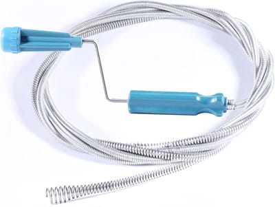 Drain Unblocker Buisreinigingsspiraal 3 m x 6 mm afvoerspiraal afvoerreiniger spiraal afvoer pijpreiniging met boorpunt afvoerslang extra dunne buisreinigingsas met zwengel