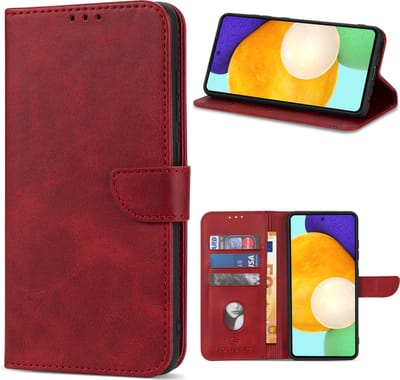 Geschikt Voor Samsung Galaxy S22 Plus Hoesje - Solidenz Bookcase S22 Plus - Telefoonhoesje S22 Plus - S22 Plus Case Met Pasjeshouder - Met Standaard - Draadloos Opladen - Cover Hoes - Rood
