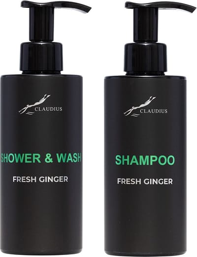 Douchepakket Fresh Ginger - Shower & Wash + Shampoo - 300 ml per fles - bodycare - luxe fles - set van 2 stuks - Cadeau